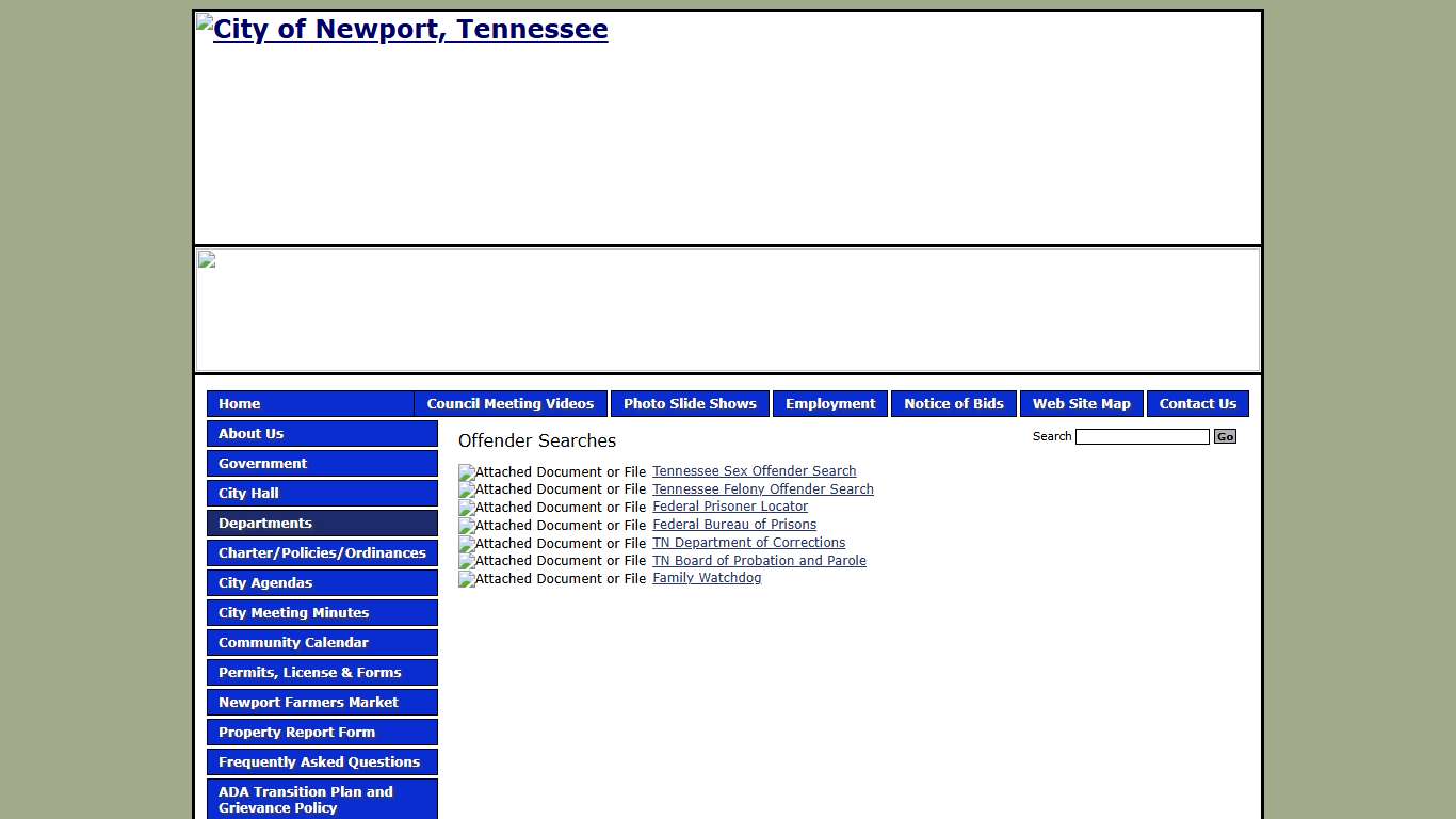 Offender Searches - Detective Division - City of Newport, Tennessee